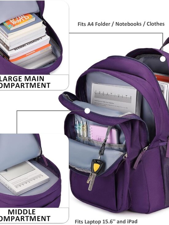 Water-Resistant Solid Color Backpack for College & Travel main image 6
